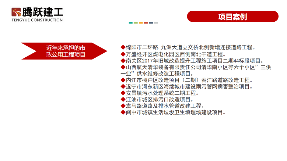 近年来承担的市政公用工程项目