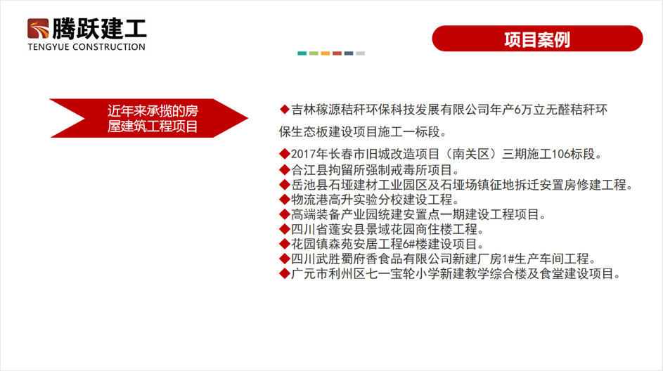 近年来承揽的房屋建筑工程项目