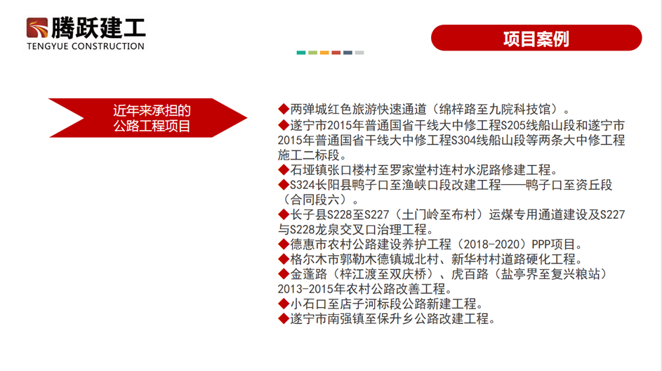 近年来承担的公路工程项目