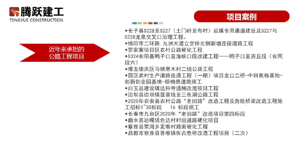 近年来承担的公路工程项目